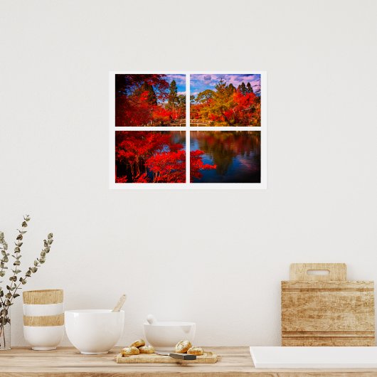 Herfst River Scene Print, (mat) Poster (Keuken)