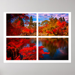 Herfst River Scene Print, (mat) Poster