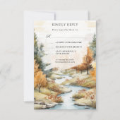 Herfst Rivier Bos Landschap Bruiloft RSVP Kaartje (Voorkant)