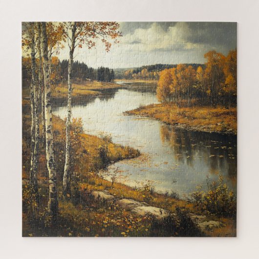 Herfst Rivier Landschap Legpuzzel (Verticaal)
