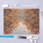 Herfst Rivier Reflectie Oranje Bomen Val Tissuepapier (Craft)