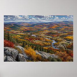 Herfst Rivier Vallei Landschapschildering Poster