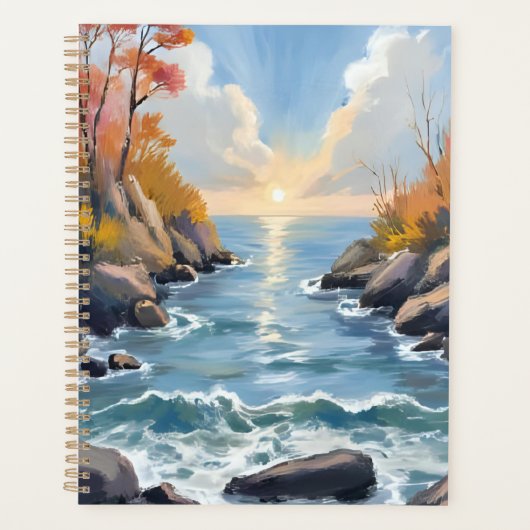 Herfst Rivier Zonlicht Vallei Landschap Aquarel Planner (Voorkant)