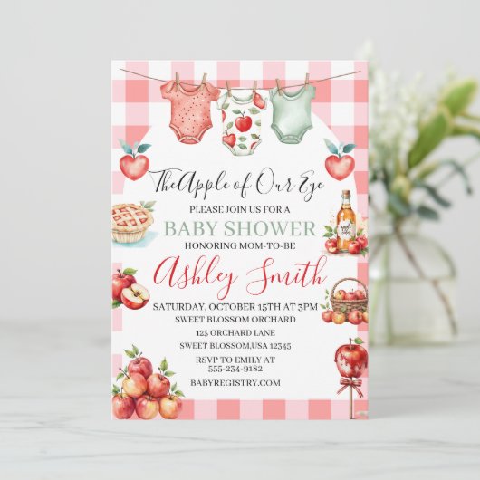 Herfst rode appel van mijn oog Baby shower Kaart (Staand voorkant)