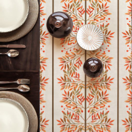 Herfst Rode Bessen & Bladeren Botanisch Ivoor Korte Tafelloper