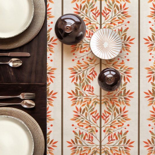 Herfst Rode Bessen & Bladeren Botanisch Ivoor Korte Tafelloper