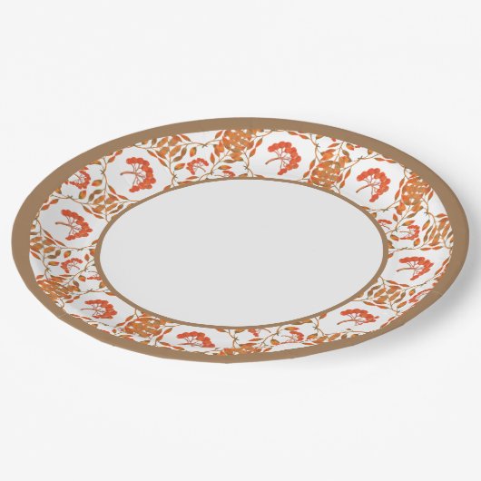 Herfst Rode bessen & bladeren Botanisch Papieren Bordje (Gekanteld)