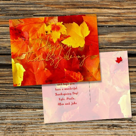 Herfst Rode Bladeren Gelukkig Thanksgiving Briefkaart
