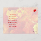 Herfst Rode Bladeren Gelukkig Thanksgiving Briefkaart (Achterkant)