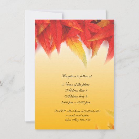 Herfst rode bladeren trouwuitnodiging kaart (Achterkant)