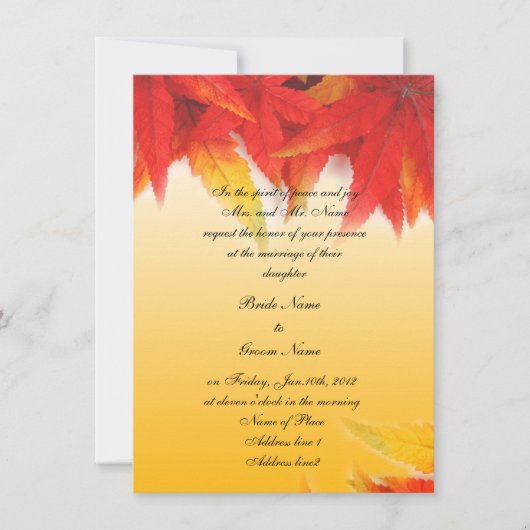 Herfst rode bladeren trouwuitnodiging kaart (Voorkant)