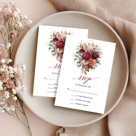 Herfst Rode Bloem Boho Eucalyptus RSVP Kaart