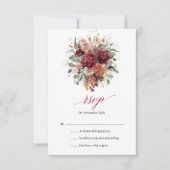 Herfst Rode Bloem Boho Eucalyptus RSVP Kaart (Voorkant)