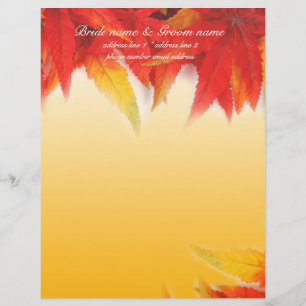 Herfst rode esdoornbladeren briefhoofd met namen ontwerp