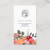 Herfst rode florale waterverf logo dank u visitekaartje (Achterkant)