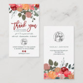 Herfst rode florale waterverf logo dank u visitekaartje (Voorkant / Achterkant)