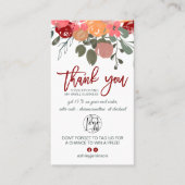 Herfst rode florale waterverf logo dank u visitekaartje (Voorkant)