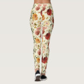 Herfst Rode Gele Roze Bloemen Leggings (Achterkant)