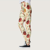 Herfst Rode Gele Roze Bloemen Leggings (Links)