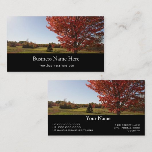 Herfst rode maple boomlandschap visitekaartje (Voorkant / Achterkant)