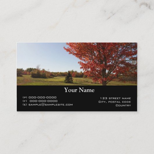 Herfst rode maple boomlandschap visitekaartje (Achterkant)