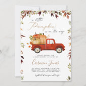 Herfst Rode Pompoen Vrachtwagen Baby shower Uitnod Kaart (Voorkant)