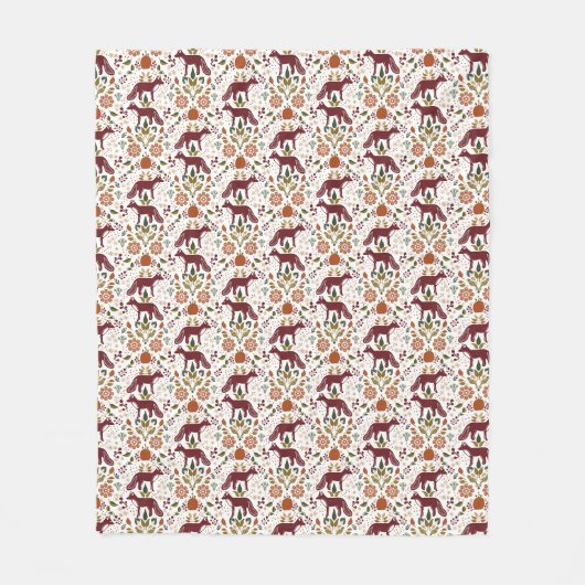 Herfst Rode Vos Folk Art Fleece Deken (Voorkant)
