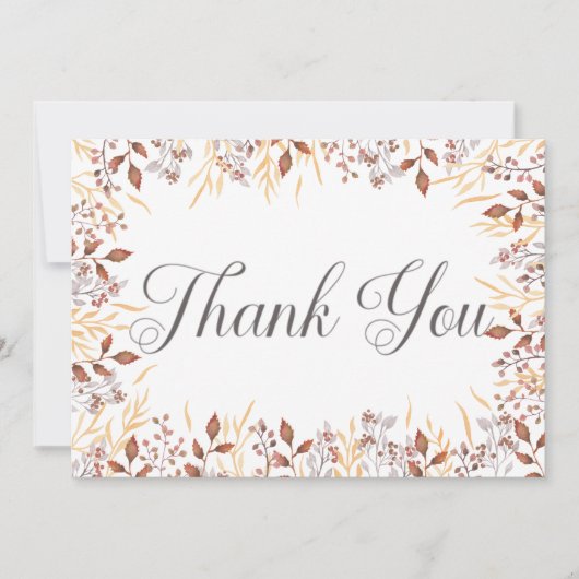 Herfst Roest & Bruin Boho Moderne Bruiloft Bedankkaart (Voorkant)