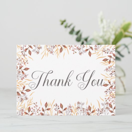 Herfst Roest & Bruin Boho Moderne Bruiloft Bedankkaart (Staand voorkant)
