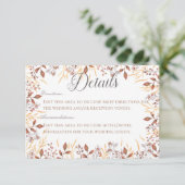 Herfst Roest & Bruin Boho Moderne Details Bruiloft Informatiekaartje (Staand voorkant)