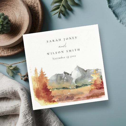 Herfst Roest Oranje Berg Bomen Gebladerte Trouw  Servet