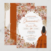 Herfst Roest Oranje Bladeren Quinceanera Uitnodigi Kaart (Voorkant / Achterkant)