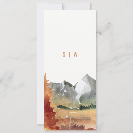 Herfst Roest Sinaasappel Bergbomen Bruiloft Menu K Kaart (Achterkant)