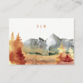 Herfst Roest Sinaasappel Bergbomen Trouwreceptie Informatiekaartje (Achterkant)