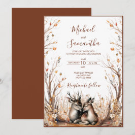Herfst Roestiek Herten Bruiloft Collectie Kaart
