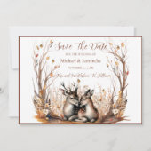Herfst Roestiek Herten Bruiloft Collectie Save The Date (Voorkant)