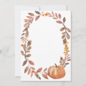 Herfst roestieke bloemenkleuren pompoen babyshower kaart (Achterkant)