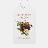 Herfst roestig bordeauxrood bloemig babyshower bed cadeaulabel (Achterkant)