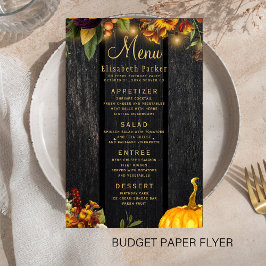 Herfst roestig houten trouwmenu flyer