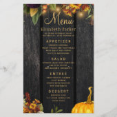 Herfst roestig houten trouwmenu flyer (Voorkant)