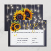 Herfst roestig navy zonnebloemen bruiloft script r RSVP kaartje (Voorkant / Achterkant)