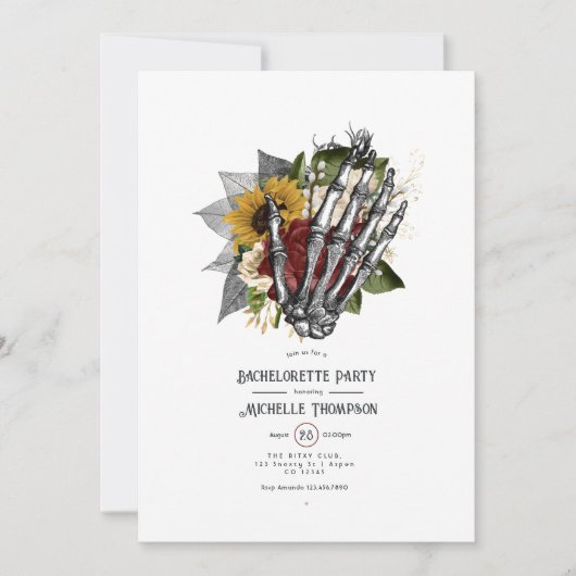 Herfst Roestige Bloem Gothic Bachelorette Feest Kaart (Voorkant)