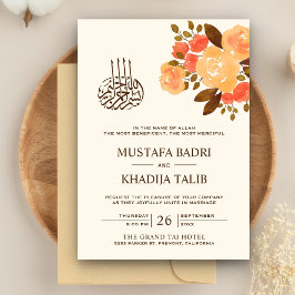 Herfst Roestige Bloem Islamitische Moslim Bruiloft Kaart
