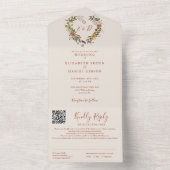 Herfst Roestige Bloem QR Code Trouwen All In One Uitnodiging (Binnen)