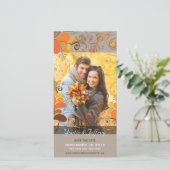 Herfst Roestige Bloemige Bladeren Bewaar De Datum Save The Date (Staand voorkant)