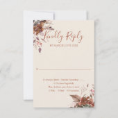 Herfst Roestige Bloemige Monogram Bruiloft RSVP Kaartje (Voorkant)
