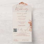 Herfst Roestige Bloemige QR Code Trouwen All In One Uitnodiging (Binnen)
