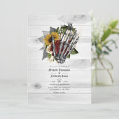 Herfst Roestige Bloemrijke Gotische Bruiloft Kaart (Staand voorkant)