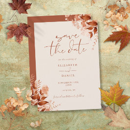 Herfst Roestige Bloemrijke Script Bruiloft Save The Date