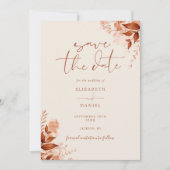 Herfst Roestige Bloemrijke Script Bruiloft Save The Date (Voorkant)